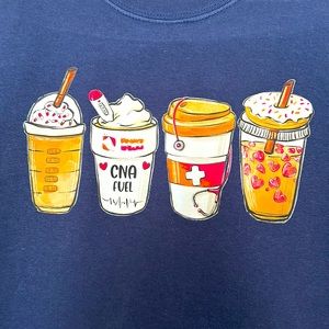 Tshirt Small Unisex fit CNA coffee lover medical nursing assistant T shirt Navy